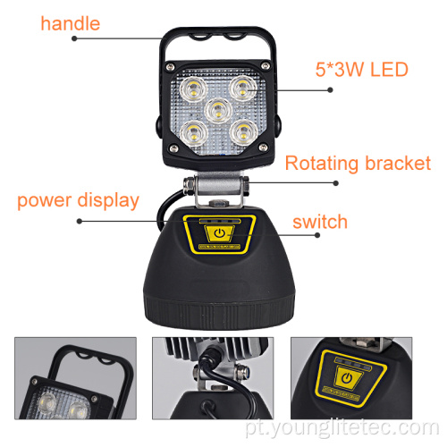 Handhold recarregável LED Work Light Searchlight